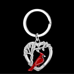 Red and Silver Cardinal Keychain
